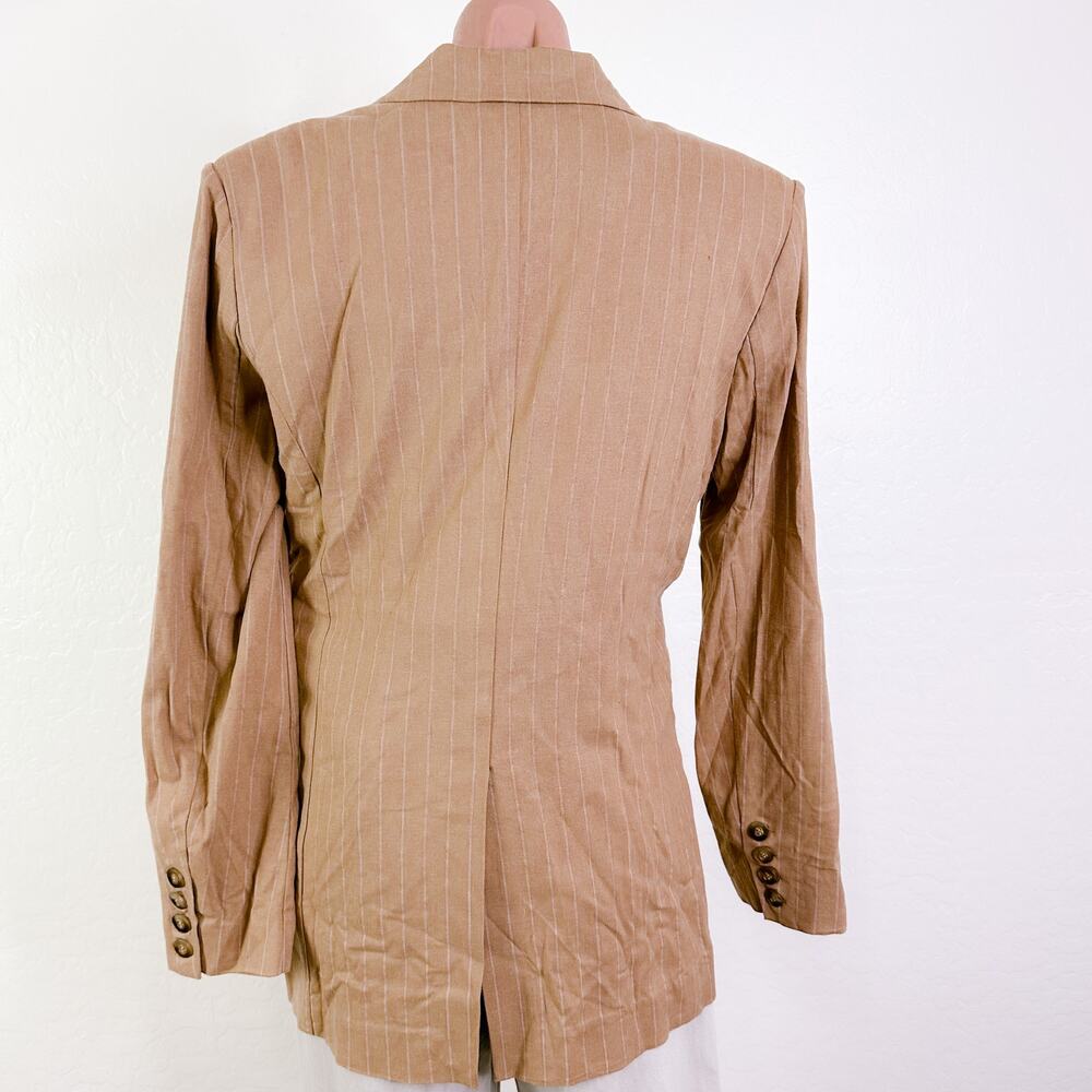 Nicholas Charlee Pinstripe Oversized Linen Blazer Career Caramel Tan size 2 NWT - Picture 9 of 13